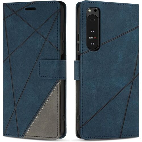 KAL-Etui Coque Pour Sony 5 Iv, Protection Housse En Cuir Pu Portefeuille Livre Pour Sony 5 Iv, Emplacements Cartes, Fonction Support, Bleu