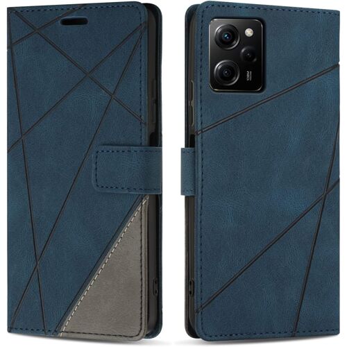 KAL-Coque Pour Xiaomi Poco X5 Pro 5G / Redmi Note 12 Pro 5G, Protection Housse Etui En Cuir Pu Portefeuille Livre Pour Xiaomi Poco X5 Pro 5G / Redmi Note 12 Pro 5G, Emplacements Cartes, Bleu