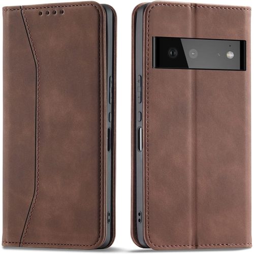 Kal-Coque Pour Google Pixel 6, Pu Cuir Portefeuille Housse Magnétique Flip Pochette Étui À Rabat Case Avec Antichoc Tpu Housse [Emplacements Cartes] [Fonction Support] (Brun)
