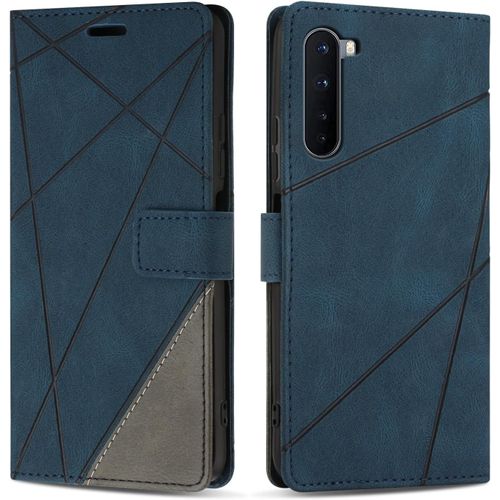 KAL-Etui Coque Pour Oneplus Nord 5G, Protection Housse En Cuir Pu Portefeuille Livre Pour Oneplus Nord 5G, Emplacements Cartes, Fonction Support, Bleu