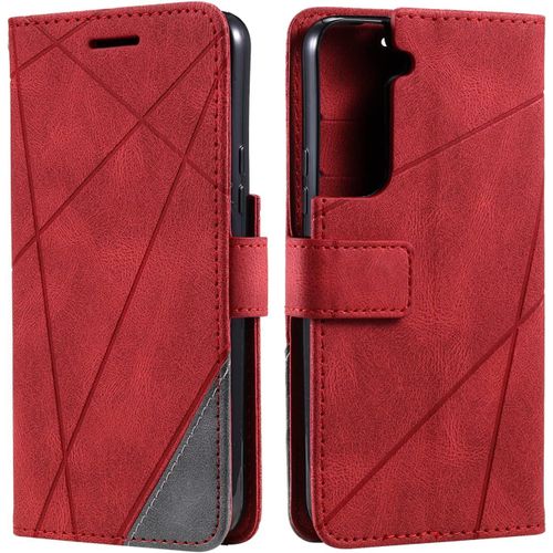 Kal-Coque Pour Galaxy S22 Plus, Etui En Cuir Pu Portefeuille Housse Fermeture Magnétique Und Flip Pour Galaxy S22 Plus, Avec Fermeture Magnétique, Rouge