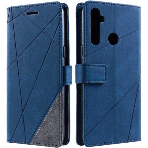 TRAHOO-Coque pour Realme 5 / Realme 5S / Realme 5i, Etui en Cuir PU Portefeuille Housse Fermeture Magnétique und Flip pour Realme 5 / Realme 5S / Realme 5i, avec Fermeture Magnétique, Bleu