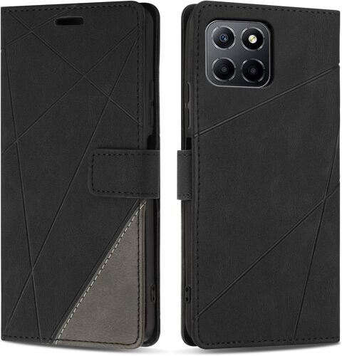 KAL-Coque Pour Honor X8 5G, Protection Housse Etui En Cuir Pu Portefeuille Livre Pour Honor X8 5G, Emplacements Cartes, Fonction Support, Noir