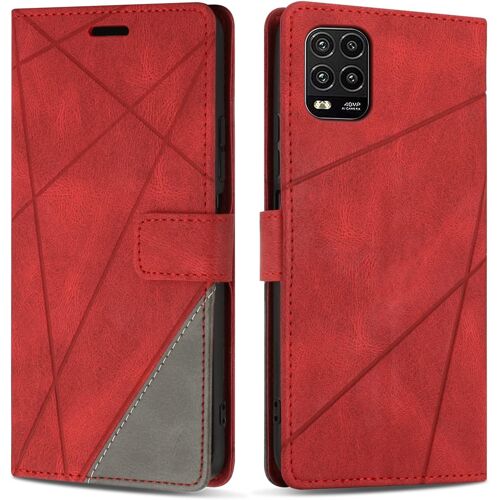 Etui Coque Pour Xiaomi 10 Lite 5g,Protection Housse En Cuir Pu Portefeuille Livre Pour Xiaomi 10 Lite 5g,Emplacements Cartes,Rouge