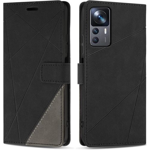 Coque Pour Xiaomi 12t / Xiaomi 12t Pro/Redmi K50 Ultra/Redmi K50 5g,Protection Housse Etui En Cuir Pu Portefeuille Livre Pour Xiaomi 12t / Xiaomi 12t Pro,Emplacements Cartes,Noir