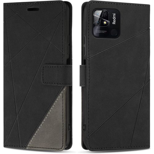 Etui Coque Pour Xiaomi Redmi 10c,Protection Housse En Cuir Pu Portefeuille Livre Pour Xiaomi Redmi 10c,Emplacements Cartes,Fonction Support,Noir