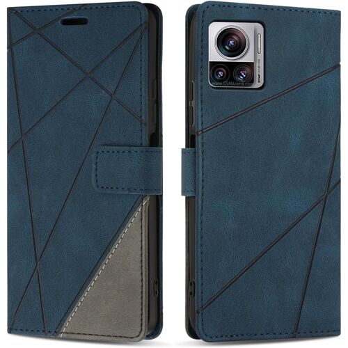TRAHOO-Etui Coque pour Moto Edge 30 Ultra, Protection Housse en Cuir PU Portefeuille Livre pour Moto Edge 30 Ultra, Emplacements Cartes, Fonction Support, Bleu