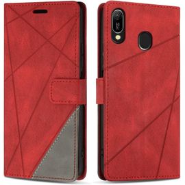 KAL-Coque Pour Huawei Y6 2019 / Huawei Honor 8A, Protection Housse Etui En Cuir Pu Portefeuille Livre Pour Huawei Y6 2019 / Huawei Honor 8A, Emplacements Cartes, Fonction Support, Rouge