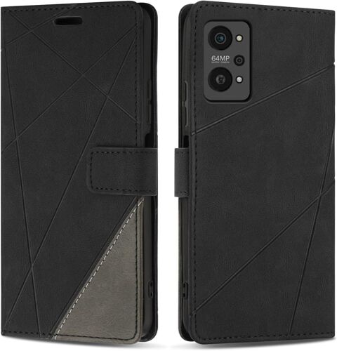 KAL-Etui Coque Pour Realme Gt Neo 2, Protection Housse En Cuir Pu Portefeuille Livre Pour Realme Gt Neo 2, Emplacements Cartes, Fonction Support, Noir