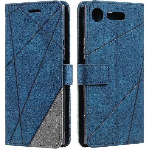CAUC-Coque pour Sony Xperia XZ1, Etui en Cuir PU Portefeuille Housse Fermeture Magnétique und Flip pour Sony Xperia XZ1, avec Fermeture Magnétique, Bleu