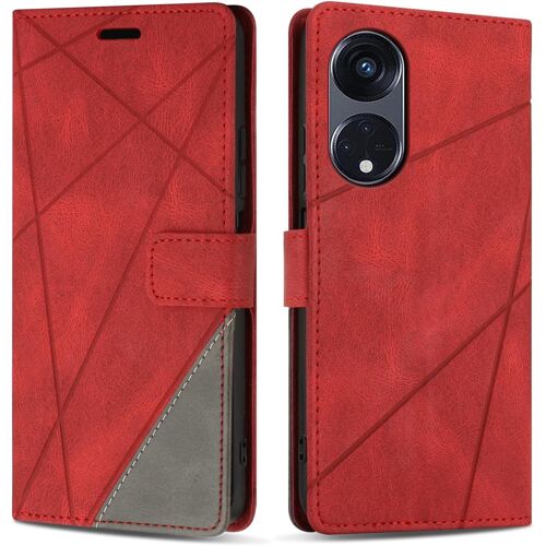 KAL-Etui Coque Pour Oppo Reno 8T 5G, Protection Housse En Cuir Pu Portefeuille Livre Pour Oppo Reno 8T 5G, Emplacements Cartes, Fonction Support, Rouge