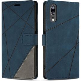 KAL-Coque Pour Huawei P20, Protection Housse Etui En Cuir Pu Portefeuille Livre Pour Huawei P20, Emplacements Cartes, Fonction Support, Bleu