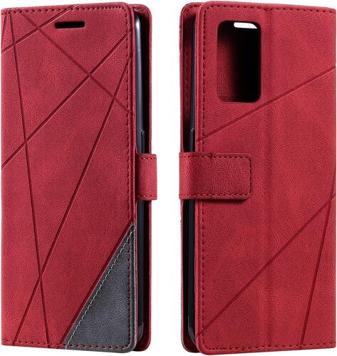 KAL-Coque Pour Oppo A74 4G / Oppo F19, Etui En Cuir Pu Portefeuille Housse Fermeture Magnétique Und Flip Pour Oppo A74 4G / Oppo F19, Avec Fermeture Magnétique, Rouge