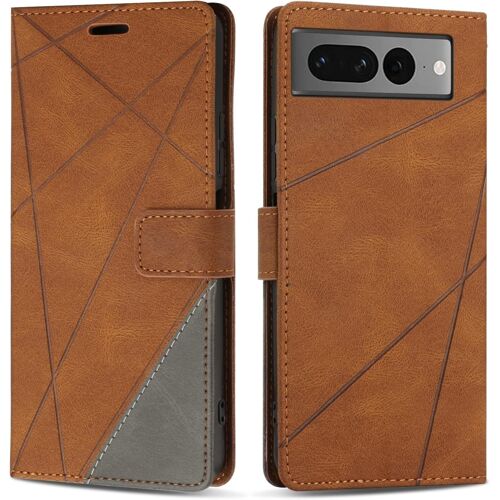 KAL-Etui Coque Pour Google Pixel 7 Pro, Protection Housse En Cuir Pu Portefeuille Livre Pour Google Pixel 7 Pro, Emplacements Cartes, Fonction Support, Marron
