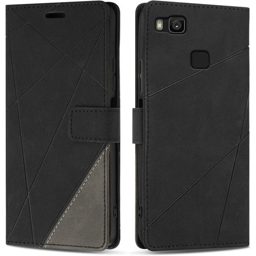 TRAHOO-Etui Coque pour Huawei P9 Lite, Protection Housse en Cuir PU Portefeuille Livre pour Huawei P9 Lite, Emplacements Cartes, Fonction Support, Noir