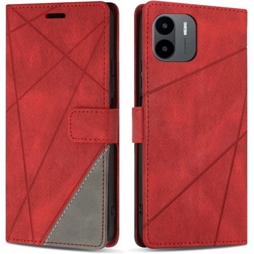 KAL-Coque Pour Xiaomi Redmi A1, Protection Housse Etui En Cuir Pu Portefeuille Livre Pour Xiaomi Redmi A1, Emplacements Cartes, Fonction Support, Rouge