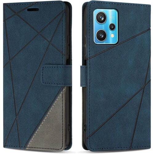 TRAHOO-Etui Coque pour Realme 9 Pro Plus, Protection Housse en Cuir PU Portefeuille Livre pour Realme 9 Pro Plus, Emplacements Cartes, Fonction Support, Bleu