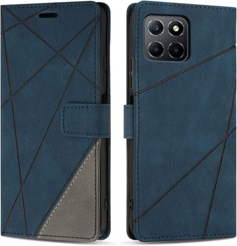 KAL-Coque Pour Honor X8 5G, Protection Housse Etui En Cuir Pu Portefeuille Livre Pour Honor X8 5G, Emplacements Cartes, Fonction Support, Bleu