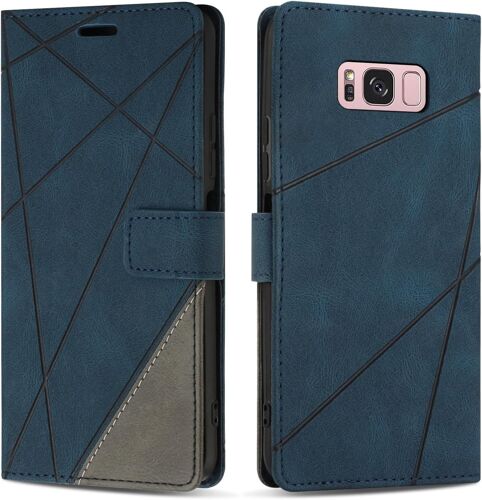 KAL-Coque Pour Samsung Galaxy S8 Plus, Protection Housse Etui En Cuir Pu Portefeuille Avec Emplacements Cartes Et Fonction Support Pour Samsung S8 Plus, Bleu