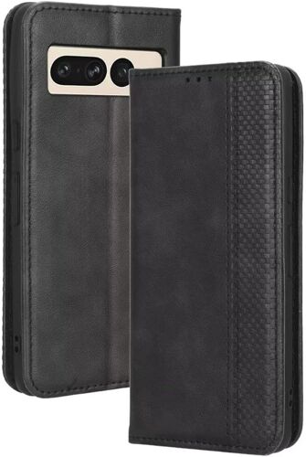 KAL-Coque Pour Google Pixel 7 Pro (6.7"" Inches), Etui Flip Folio En Cuir Pu Avec Interrupteur Magnétique, [3 Fentes Pour Cartes] [1 Portefeuille] Housse - Le Noir