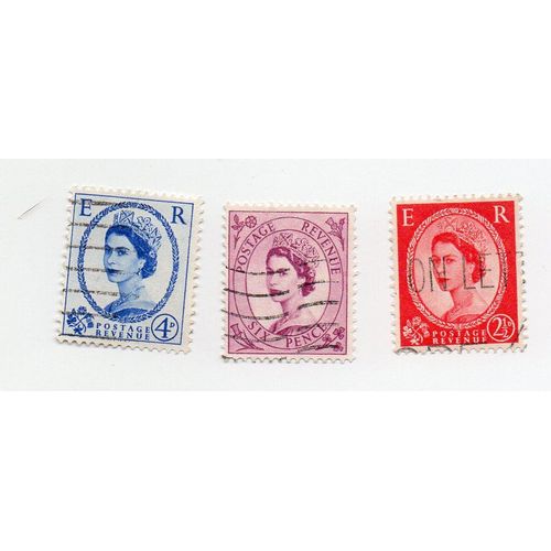 Royaume-Uni- Lot De3 Timbres Oblitérés- Reine Elizabeth