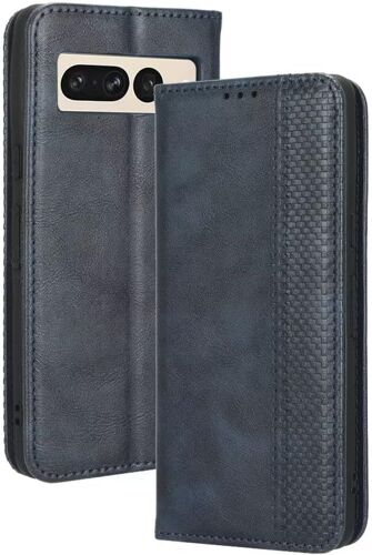 KAL-Coque Pour Google Pixel 7 Pro (6.7"" Inches), Etui Flip Folio En Cuir Pu Avec Interrupteur Magnétique, [3 Fentes Pour Cartes] [1 Portefeuille] Housse - Bleu