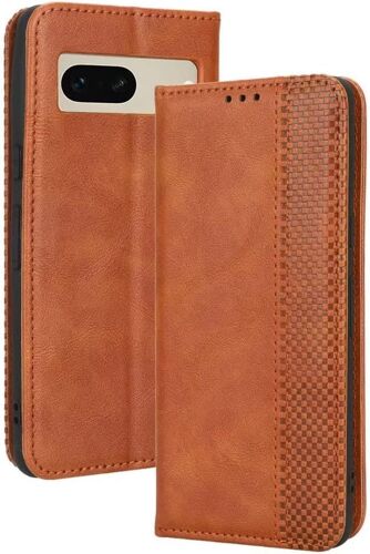 KAL-Coque Pour Google Pixel 7 (6.32"" Inches), Etui Flip Folio En Cuir Pu Avec Interrupteur Magnétique, [3 Fentes Pour Cartes] [1 Portefeuille] Housse - Marron
