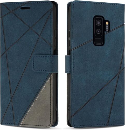 KAL-Coque Pour Samsung Galaxy S9 Plus, Protection Housse Etui En Cuir Pu Portefeuille Avec Emplacements Cartes Et Fonction Support Pour Samsung S9 Plus, Bleu