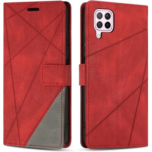 KAL-Coque Pour Huawei P40 Lite, Protection Housse Etui En Cuir Pu Portefeuille Avec Emplacements Cartes Et Fonction Support Pour Huawei P40 Lite, Rouge