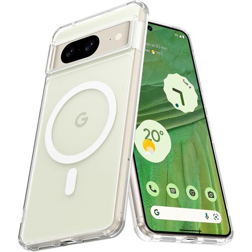 CAUC-Coque pour Google Pixel 7, Compatible avec MagSafe, Protection Qualité Militaire, Dos Anti Rayures Antichoc Anti-Jaunissement, Coque Transparente pour Google Pixel 7, HD/Clear