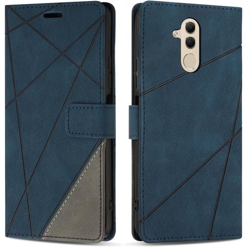 Kal-Coque Pour Huawei Mate 20 Lite, Protection Housse Etui En Cuir Pu Portefeuille Avec Emplacements Cartes Et Fonction Support Pour Huawei Mate 20 Lite, Bleu