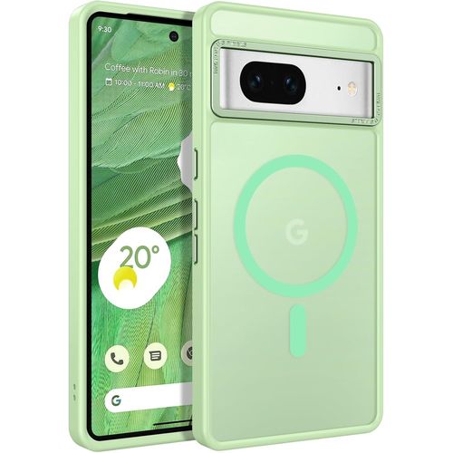 CAUC-Coque Magnétique pour Google Pixel 7, Compatible avec MagSafe, Etui Translucide Mat Arrière Housse Fine Protection Caméra Dos Antichoc Anti-Rayures Case pour Google Pixel 7,Vert Matcha