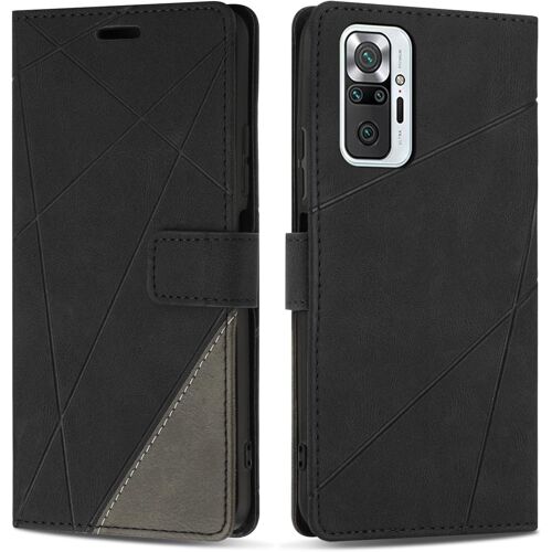 KAL-Coque Pour Redmi Note 10 Pro/Redmi Note 10 Pro Max, Protection Housse Etui En Cuir Pu Portefeuille Avec Emplacements Cartes Et Fonction Support Pour Redmi Note 10 Pro/Note 10 Pro Max, Noir