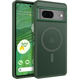 Coque Magnétique Pour Google Pixel 7, Compatible Avec Magsafe, Etui Translucide Mat Arrière Housse Fine Protection Caméra Dos Antichoc Anti-Rayures Case Pour Google Pixel 7, Vert