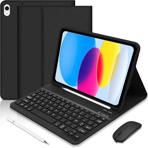 Coque Clavier pour iPad A16 (11'') / iPad 10 2022 (10,9'' 10e Génération) Cuir PU avec Clavier Bluetooth + Stylet + Souris - EFConnection