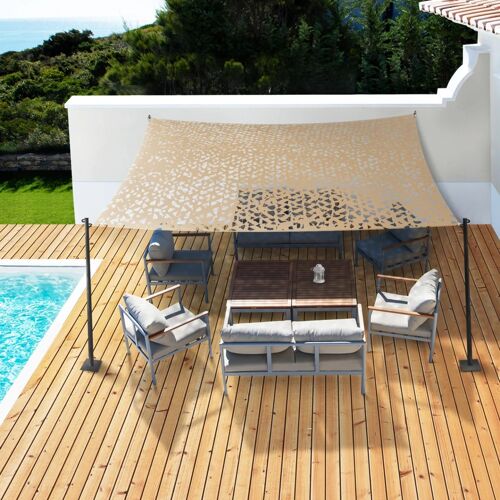 Voile D'ombrage Carré Design Ombrière Camouflage 4x4 M Sable