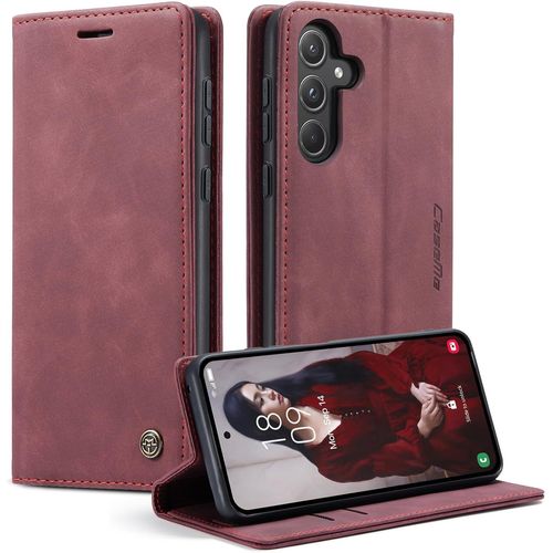Eryi-Coque Pour Samsung Galaxy A55 Étui Wallet Cover, Housse Flip En Cuir Premium Pu Portefeuille Case, [Fentes Pour Cartes] [Magnétique] [Antichoc] [Kickstand] Housse Samsung A55 Case, Rouge