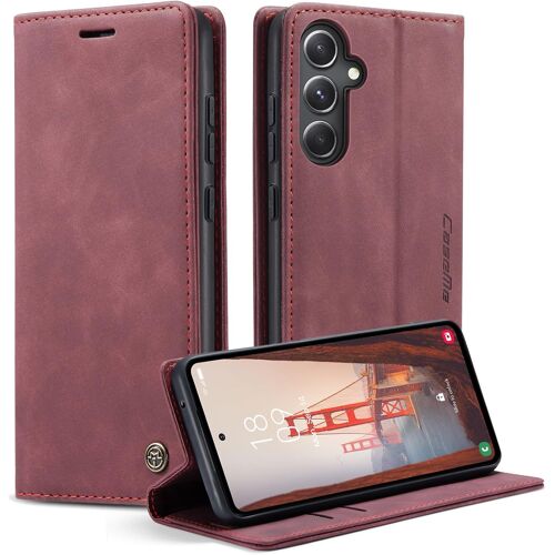 SJZG-Coque Pour Samsung Galaxy S23 Fe 5G Étui Wallet Cover, Housse Flip En Cuir Premium Pu Portefeuille Case, [Fentes Pour Cartes] [Magnétique] [Antichoc] [Kickstand] Housse S23 Fe Case, Rouge