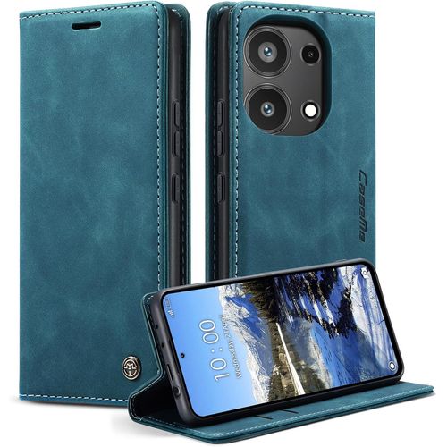 Kal-Coque Pour Xiaomi Redmi Note 13 Pro 4g Clapet Case En Cuir Pochette Protection Portefeuille Rabat Etui Premium Housse Porte Carte Magnétique Étui Pour Xiaomi Redmi Note 13 Pro 4g, Bleu Vert
