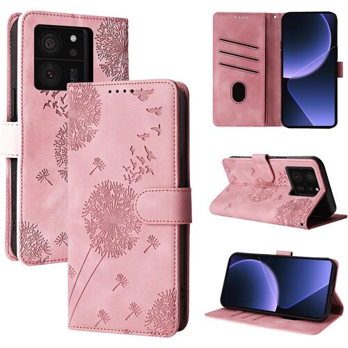 KAL-Coque Xiaomi 13T 5G/Xiaomi 13T Pro Pissenlit Housse En Cuir Pu Xiaomi 13T 5G/Xiaomi 13T Pro Étui À Fermeture Magnétique Portefeuille Étui À Rabat Pour Xiaomi 13T 5G/Xiaomi 13T Pro Or Rose