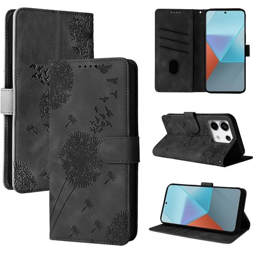 Coque Xiaomi Redmi Note 13 Pro 5g Pissenlit Housse En Cuir Pu Redmi Note 13 Pro 5g Étui À Fermeture Magnétique Portefeuille Étui À Rabat Pour Xiaomi Note 13 Pro 5g 6.67 Inches Noir