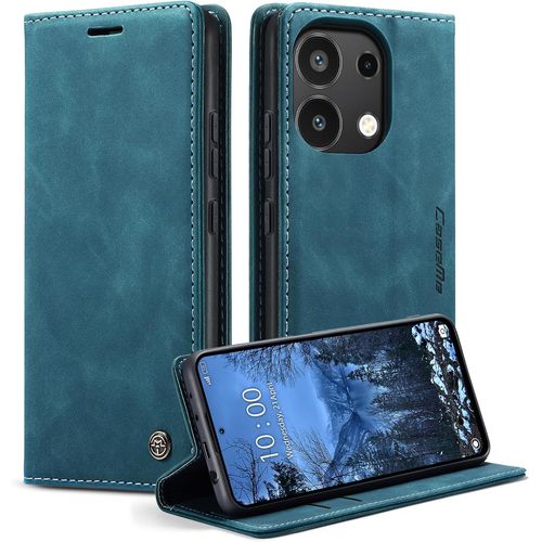 Kal-Coque Pour Xiaomi Redmi Note 13 4g(Non Per 5g) Étui Wallet Cover, Housse Flip En Cuir Premium Pu Portefeuille Case, [Fentes Pour Cartes] [Magnétique] [Antichoc] [Kickstand], Grün