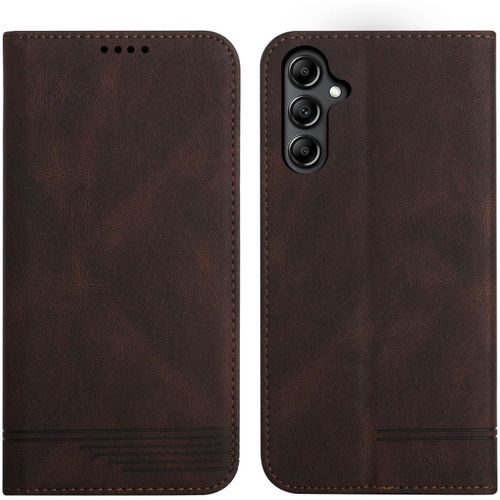 Trahoo-Coque Samsung Galaxy A55 - Étui Portefeuille En Cuir Pu Avec Fentes Pour Cartes, Magnétique, Housse De Protection, Brun