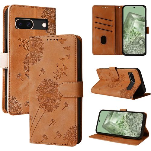 Coque Google Pixel 8a 5g Pissenlit Housse En Cuir Pu Google Pixel 8a 5g Étui À Fermeture Magnétique Portefeuille Étui À Rabat Pour Google Pixel 8a 5g Brun