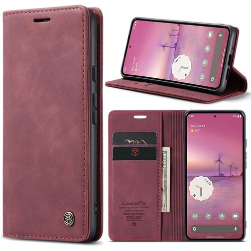 Sjzg-Coque Protection Pour Google Pixel 9 Pro Xl Case Portefeuille Cover, Housse Flip En Cuir Pu Pochette Wallet, [Magnétique] [Kickstand] Étui Pixel 9 Pro Xl Porte Carte, Rouge