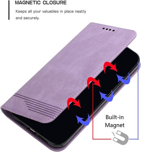 Coque Xiaomi Redmi 14C 4G/Poco C75 PU Etui en Cuir Etui Portefeuille à Fentes pour Cartes Xiaomi Redmi 14C 4G/Poco C75 Magnétique Housse Etui de Protection pour Xiaomi Redmi 14C Violet