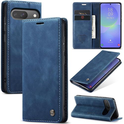 Kal-Coque Pour Google Pixel 9/9 Pro Étui Portefeuille Wallet Cover En Cuir Pu Avec Cartes Magnétique Et Rfid Protection Antivol Folio Housse Pixel 9 Pro Case, Bleu
