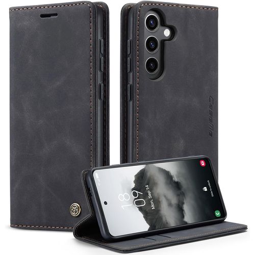 Kalanka-Coque Pour Samsung Galaxy S24 Clapet Case En Cuir Pochette Protection Portefeuille Rabat Etui Premium Housse Porte Carte Magnétique Étui Pour Samsung Galaxy S24, Noir