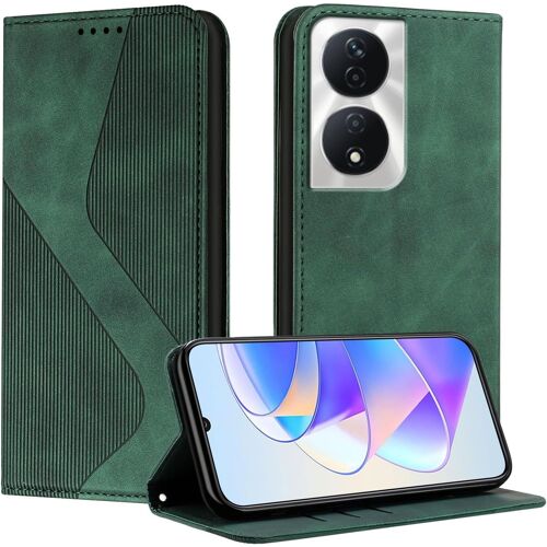 KAL-Coque Pour Huawei Honor X7B / Honor 90 Smart, Housse En Cuir Huawei Honor X7B / Honor 90 Smart, Cuir Portefeuille Housse Avec Magnétique Flip Étui À Rabat Case Etui Honor 90 Smart (Vert)