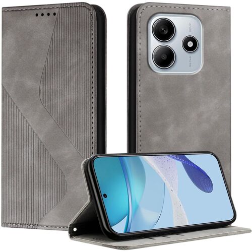 KAL-Coque Pour Xiaomi Redmi Note 14 4G, Housse En Cuir Xiaomi Redmi Note 14 4G, Cuir Portefeuille Housse Avec Magnétique Flip Étui À Rabat Case Etui Redmi Note 14 4G (Gris)